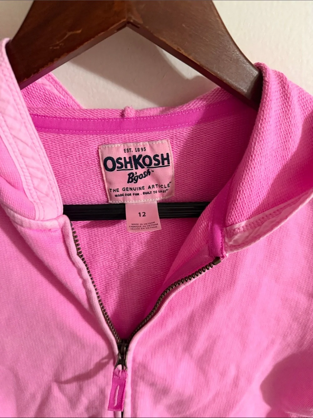 OshKosh B'gosh Light Pink Full-Zip Hooded Sweatshirt